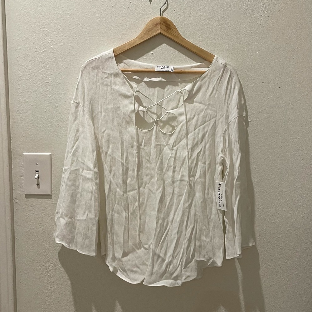 Frame White Cutout Blouse
